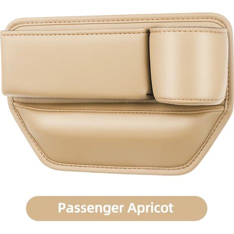 (Pour siège passager) Boîte de rangement universelle en cuir pour siège de voiture, porte-gobelet, organisateur pour combler l'espace entre le siège conducteur et le siège passager avant. (1/5)