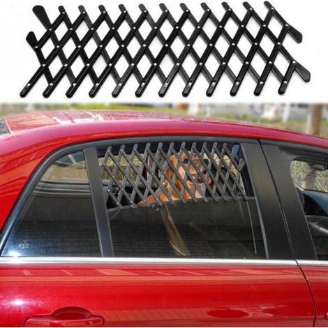 Grille de protection rétractable pour fenêtre pour animaux (grande taille : 24,3 x 16,9 x 1,2 cm), pour fenêtre arrière de caravane avec animaux, protection d'aération, loquet de sécurité universel et (1/5)