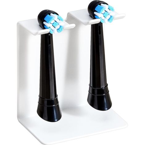 1 - Support Brosse à Dents - Porte-tête Métal - Fixation Murale ou Sur Bureau - Rangement Sèche-rapide pour Salle de Bain - Blanc - 7x4,5x8,5cm