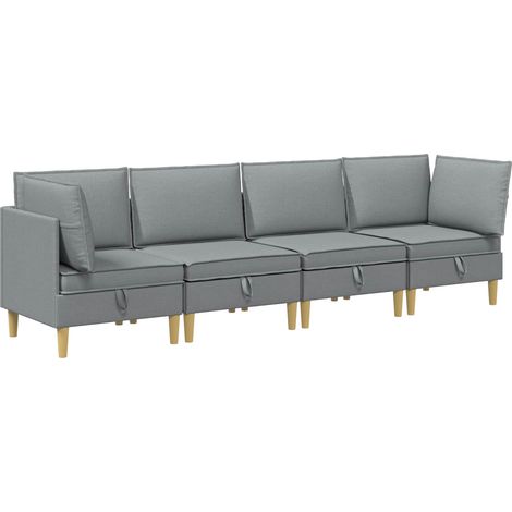 vidaXL Modular Sofa Set with Storage 4 pcs Light Grey Fabric (1/5)