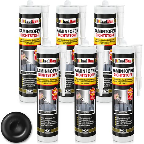 IsolBau Chimenea Silicona 1500°C Kamin Ofen Dichtstoff 6 x 300ml (1/5)