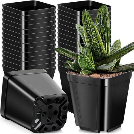 50 pots de pépinière carrés noirs (1/5)