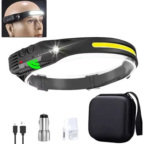 Linterna frontal, recargable por USB, resistente al agua, juego (1/2)