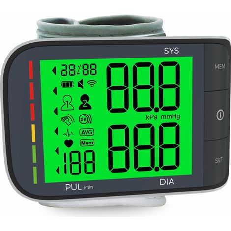 Tensiomètre de poignet numérique à brassard ajustable et grand écran LCD pour la maison et les voyages