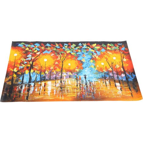 Tableau Toile Texture Acrylique Scène de Pluie Déco Murale Art Mural Peinture Maison (90x60cm / 35.4x23.6in) (1/5)