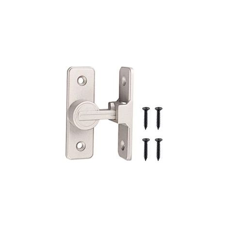 Verrou de porte intérieure - Serrure coulissante 90° - Loquet à crochet antivol - Fixation facile - Pour porte basculante - Argent brillant (1/4)