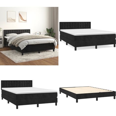 Boxspringbett mit Matratze Schwarz 140x200 cm Samt - Samtbett - Boxspringbett - Doppelbett - Schlafzimmermöbel - Luxusbett - Home & Living (1/5)