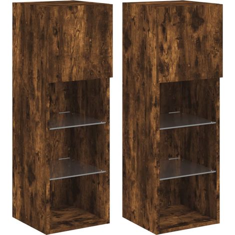 Mobile TV multimediale scaffale TV credenza TV sala da pranzo soggiorno camera da letto con luci LED 2 pezzi rovere affumicato 305 x 30 x 90 cm marrone 020028865