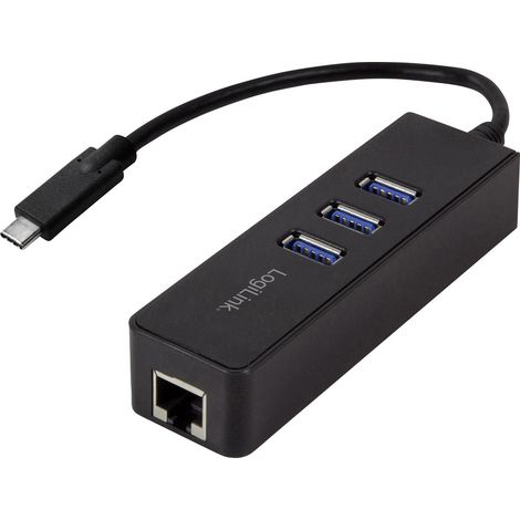 LogiLink USB 3.2 Gen 1 (USB 3.0) Adapter [1x USB 3.2 Gen 1 Stecker C (USB 3.0) - 1x RJ45-Buchse, USB