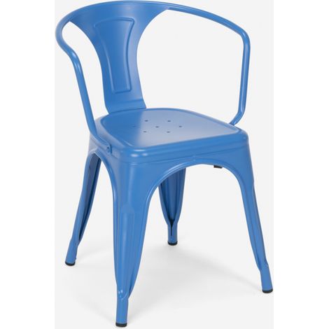 sedie industrial con braccioli acciaio per cucina e bar steel arm - Blu