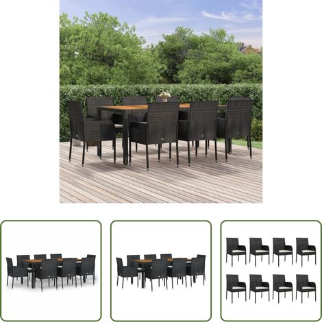 vidaXL Salle à manger extérieure - Ensemble à manger jardin 9pcs et coussins noir résine tressée (1/5)