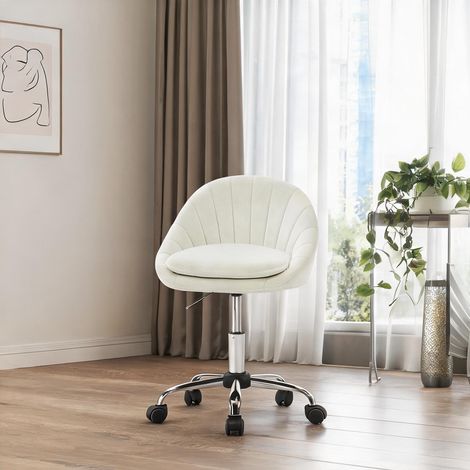 Chaise de bureau beige en métal velours 47,5 x 52 x 82 cm (1/5)