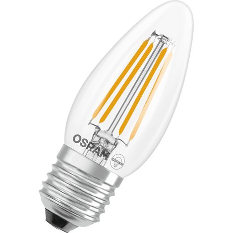 OSRAM Lampe LED forme étoile bougie B40 filament, 2700 K blanc chaud, 3,4 W, E27, transparente, 470 lm, 15 000 h, pour lustres, luminaires décoratifs (1/4)