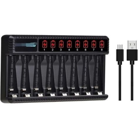 CML Batterie AA AAA Ladegerät mit 8 Schnellladeplätzen und LCD-Adapter für wiederaufladbare Akkus vom Typ AA AAA NI 289 (1/3)