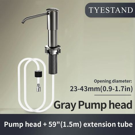 Distributeur de savon pour évier de cuisine (Gris - Tube de 1,5 m - Chine continentale) avec pompe en ABS et tube d'extension de 1,5 m (59 pouces). (1/5)