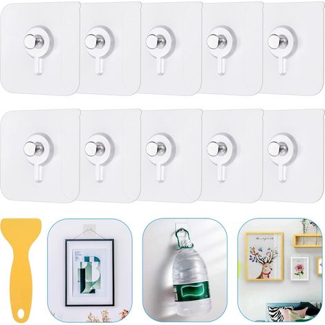 Lot de 25 Adhesif Accroche Tableau Sans Percer, Transparent Attache Cadre Adhésif pour Accroche Cadres Photo, Miroir, Art Mural, Lumières Décoratives, Sans Trou (1/5)