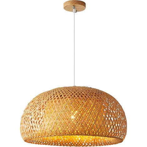 Lampe Suspendue 30cm Bambou Naturel Style Chinois - Tressage Artisanal, Déco Maison, Éclairage Design Salon Cuisine Restaurant (sans ampoule) (1/5)