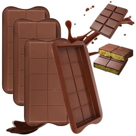 Chocolate bar mold, 4-piece silicone chocolate mold set, deep chocolate bar mold, chocolate mold with 10 cavities for chocolate, pralines and candies (1/5)