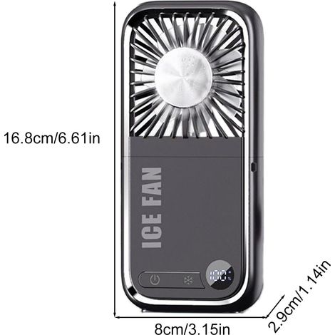 Ventilatore Portatile da Collo Pieghevole 3000mAh, 5 Velocità, Powerbank USB-C, Design Ergonomico in Plastica Robusta, Ideale per Viaggi e Ufficio (1/4)