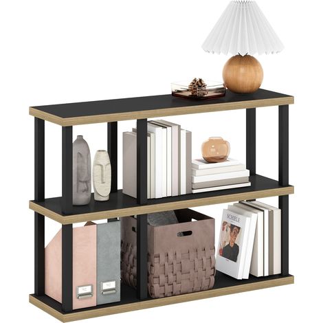 Étagère Décorative à 3 Niveaux sans Outils, Americano/Noir (1/5)