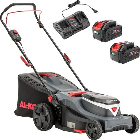 Tondeuse à Gazon sans Fil 43.6 Li Comfort - Largeur de Coupe : 43 cm - Réglage Central de la Hauteur de Coupe - pour Surfaces jusqu'à 650 m² - avec 2 Batteries 18/36 V (5 Ah/2,5 Ah) et Double (1/4)