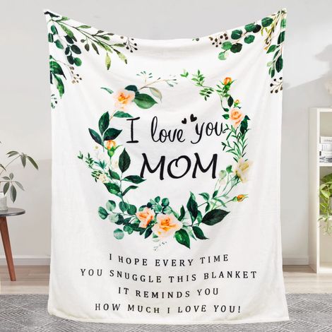 Couverture En Polaire - 127 X 152 Cm - Pour Canapé Lit Chambre - Motif Citation Amour Maman - 1 Pièce (1/5)