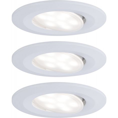 x3 Encastré Calla LED orientable 30° - Paulmann - D90mm - 5,2W - 598lm - 4000K - grad - 230V - BBC/IP65 - Lot de 3 (1/5)