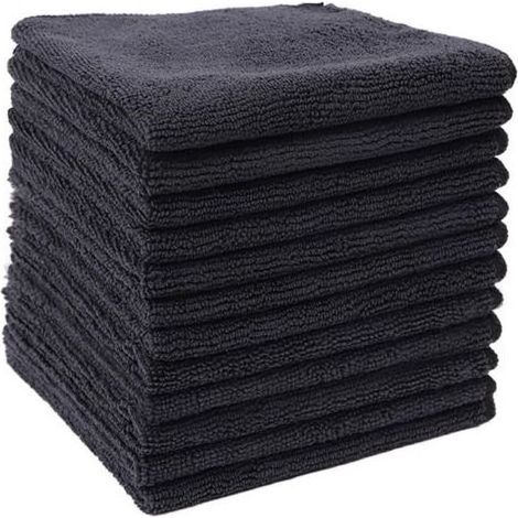 Chiffons en Fibres ultrafines Noires, Chiffon de Nettoyage ménager, Chiffon de Cuisine en Coton Polyester, Tampon à récurer(30x30cm,12pcs) (1/5)