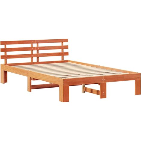 Lit double,Lit adulte,Cadre de lit Marron 120 x 190 cm Bois de pin massif CFW6836980 (1/5)