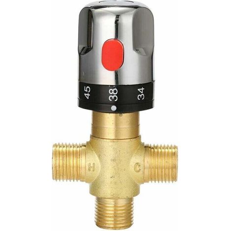 Einstellbare Thermostat-Mischbatterie für Badezimmer, Messing-Wassermischer, Heiß-/Kaltwasser-Mischtemperaturregelventil  FLITI