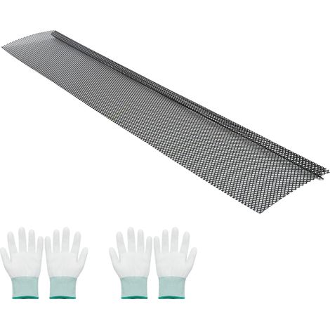 Mophorn Grillage de Gouttière 152,4 mm, Protection en Acier Noir Thermolaqué, Longueur Totale 36,58 m, Barrière contre Débris et Feuilles, Adapté aux Gouttières Standards 152,4 mm, Ensemble de 40 (1/5)