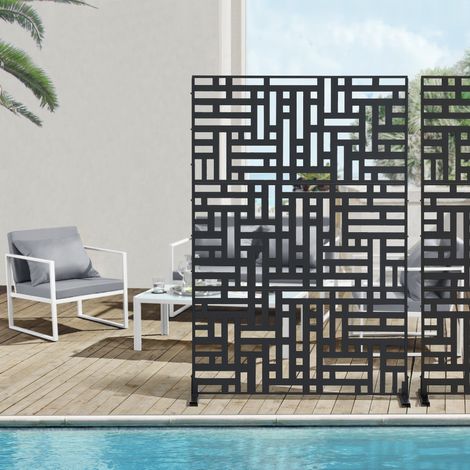 Pannello Divisorio Bernalda Struttura Traforata in Acciaio 180 x 120 cm Nero casa.pro