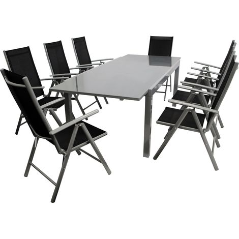 Garnitur RAVENNA 9-teilig, Aluminium + Kunstgewebe schwarz (1/5)