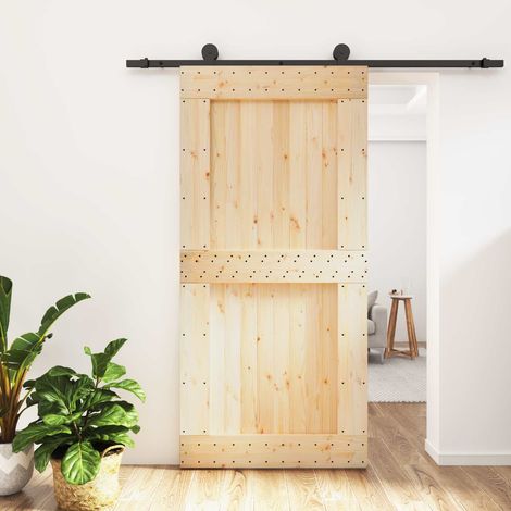 Teenpull – Schiebetür Natürlich und Schwarz 100 x 210 cm Massivkiefer (1/5)