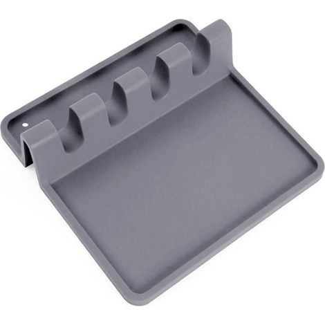 Porte-cuillère en silicone - Anti-gouttes & résistant à la chaleur (gris)