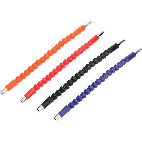 4 rallonges flexibles pour embouts de tournevis et de perceuse, porte-embouts, raccord hexagonal 1/4". (1/5)