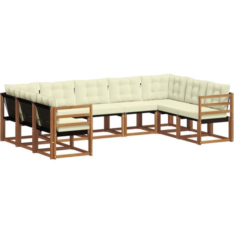 Set di divani da esterno con cuscino 9 pcs Naturale e Crema vidaXL (1/5)