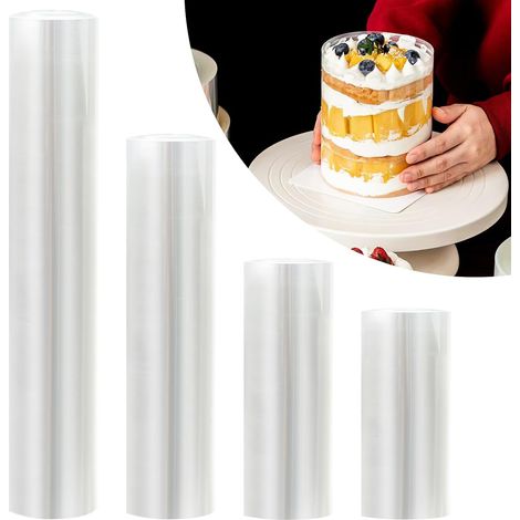 Colliers à Gâteau 4 Tailles Rodoide Transparent Patisserie en Bordure Gâteau Réutilisable Acétate Rigide pour Mousse Décoration 10m par Rouleau 8/10/15/20cm (1/5)
