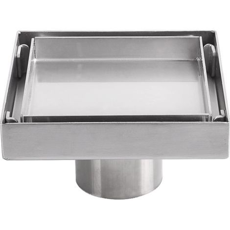 Siphon de sol en acier inoxydable SUS 304 – Drain carré 10 x 10 cm – Capacité de drainage élevée – Anti-odeurs et nuisibles