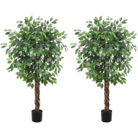 Ficus artificiale, piante finte realistiche, decorazione per interni/esterni a bassa manutenzione, verde (1/2)