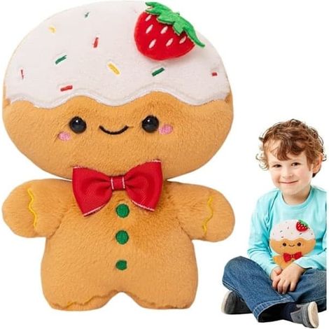 Coussin en pain d'épice de Noël Peluche de Noël Coussins en pain d'épice Animal en peluche de Noël Peluche bonhomme en pain d'épice parfum fraise (1/5)