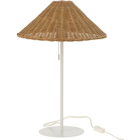 Lampe à Poser en Rotin "Preston" 50cm Naturel & Blanc (1/5)