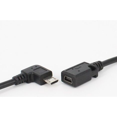 Left-angled Micro USB male to Mini USB female adapter cable, for Android to USB-T, 27 cm (1/5)
