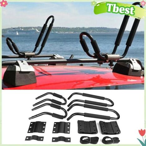 Tbest Support de kayak KAYAK Porte-bagages Ensemble canoë Bateau SURF SKI Toit Haut Montage Barre Support Voiture moto outillage (1/5)