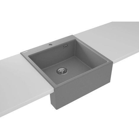 Lavello cucina in granito con 1 vasca 60x61 cm grigio metallizzato - Lyra