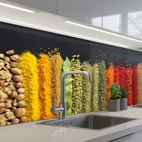 REVETEMENT MURAL DE CUISINE, CRÉDENCE DE CUISINE Épices - Herbes - Emplois - Rainbow 150x60 (1/5)