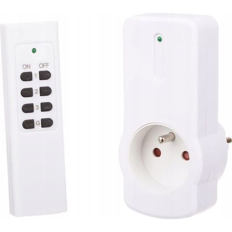 Toma de radio con control remoto, color blanco, IP20, alcance 25 m. (1/3)