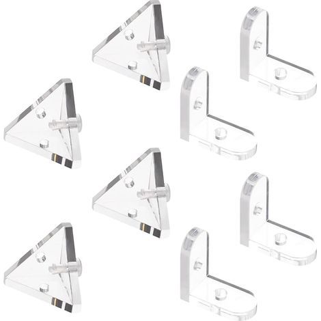 Eckwinkel aus Acryl, transparente 3-Loch-Winkelverbinder und 90-Grad-L-förmiger Eckwinkel mit transparenten Nieten für Präsentationsbox (1/5)