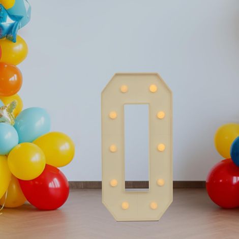 Chiffres lumineux à LED 0, grand nombre avec ampoules - 100 cm - Blanc chaud - Décoration LED pour anniversaire, fête, mariage