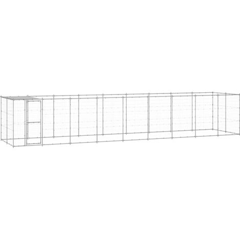 Chenil extérieur Acier galvanisé avec toit 21,78 m² vidaXL
